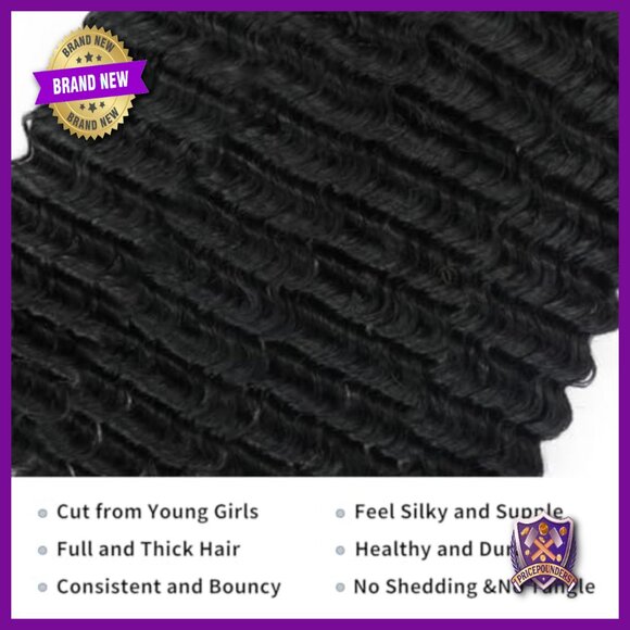 Deep Wave Human Hair Bundles 22-26 Inch Brazilian Virgin Hair 3 Bundles